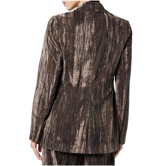 Women’s Velvet Textured Brown Blazer Jacket Size L - Picture 3 of 4